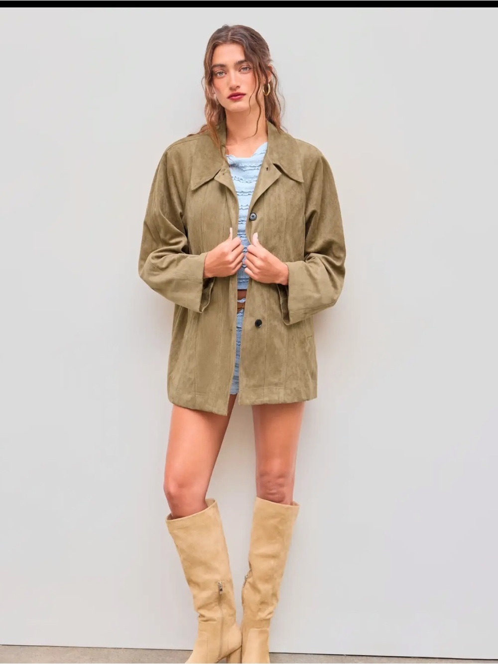 NWT CIDER SUEDE COLLAR SOLID BUTTON - Picture 2 of 12